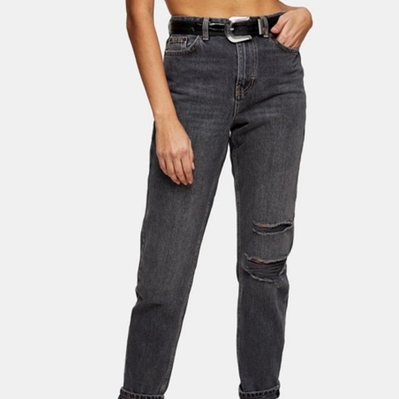 Top shop mom black mom jeans with rips - Picture 3 of 3